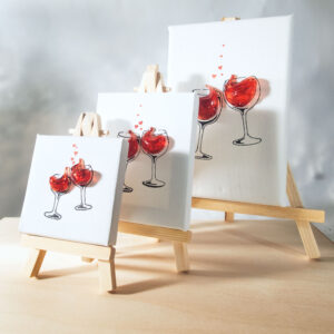 Wholesale Set: Miniature Canvas Art with Wooden Easel (20 units)